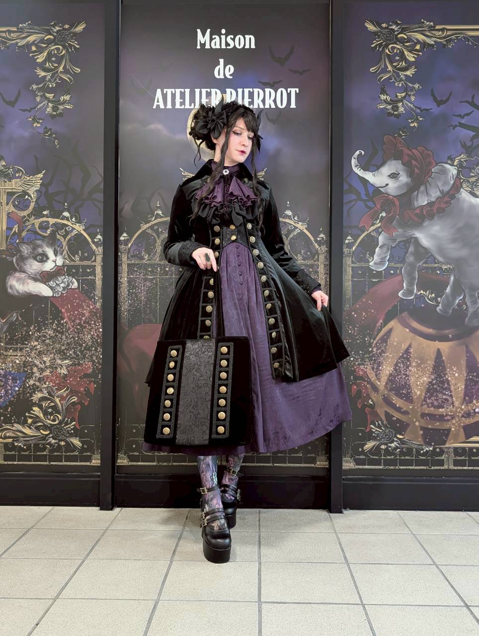 【Sheglit】シェグリット "Luisa"ジャガードレースドレス パープル(アトリエピエロ限定カラー)/ブラック