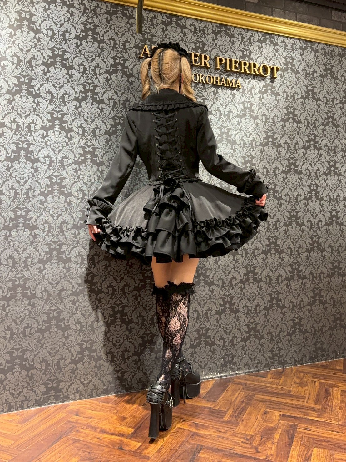 【ATELIER PIERROT】 Adenophora Lace-Up Skirt ホワイト/新色ボルドー/パープル×ブラック/新色ネイビー/ブラック×ホワイト/ブラック★ダブルポイントフェア対象商品6月14日(日)まで★