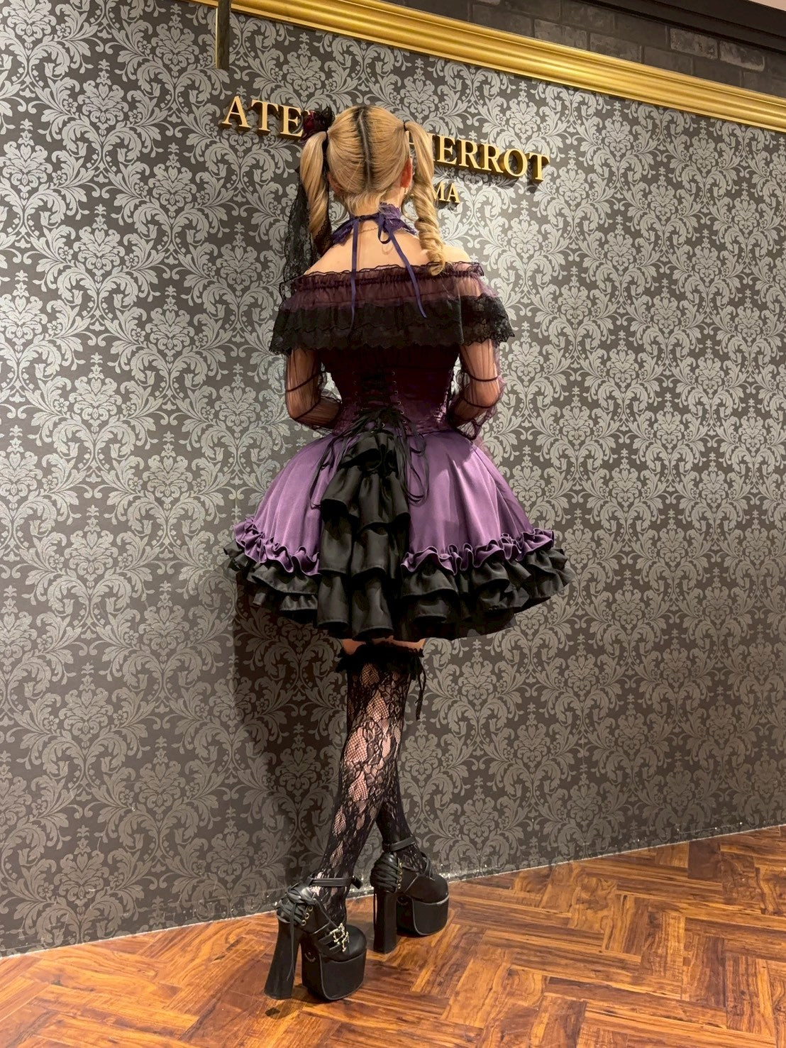 【ATELIER PIERROT】 Adenophora Lace-Up Skirt ホワイト/新色ボルドー/パープル×ブラック/新色ネイビー/ブラック×ホワイト/ブラック★ダブルポイントフェア対象商品6月14日(日)まで★