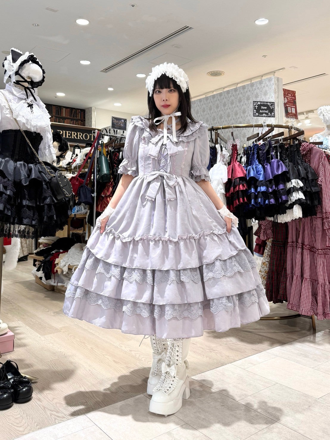 【ATELIER PIERROT】 Aveline Mimore Dress ホワイト/ラベンダー/ネイビー/ブラック★ダブルポイントフェア対象商品6月14日(日)まで★