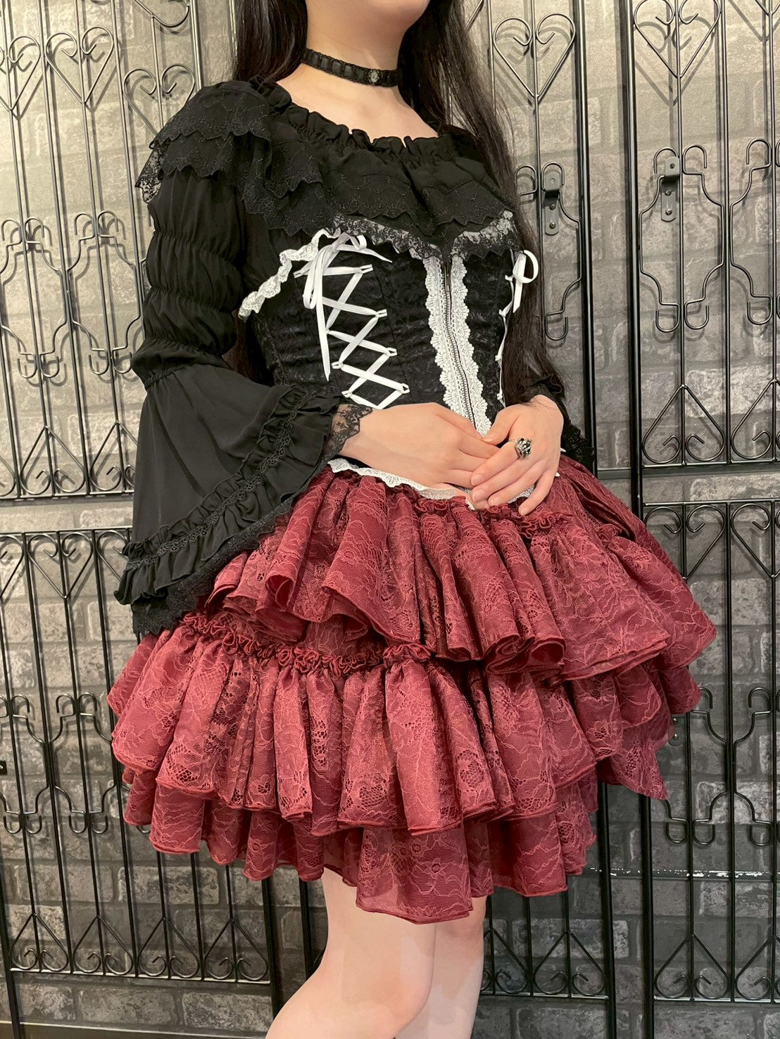 【Vallée lys】 발레리스 Petale Voile SkirtWhite/Pink/신색Bordeaux/신색Purple/Black