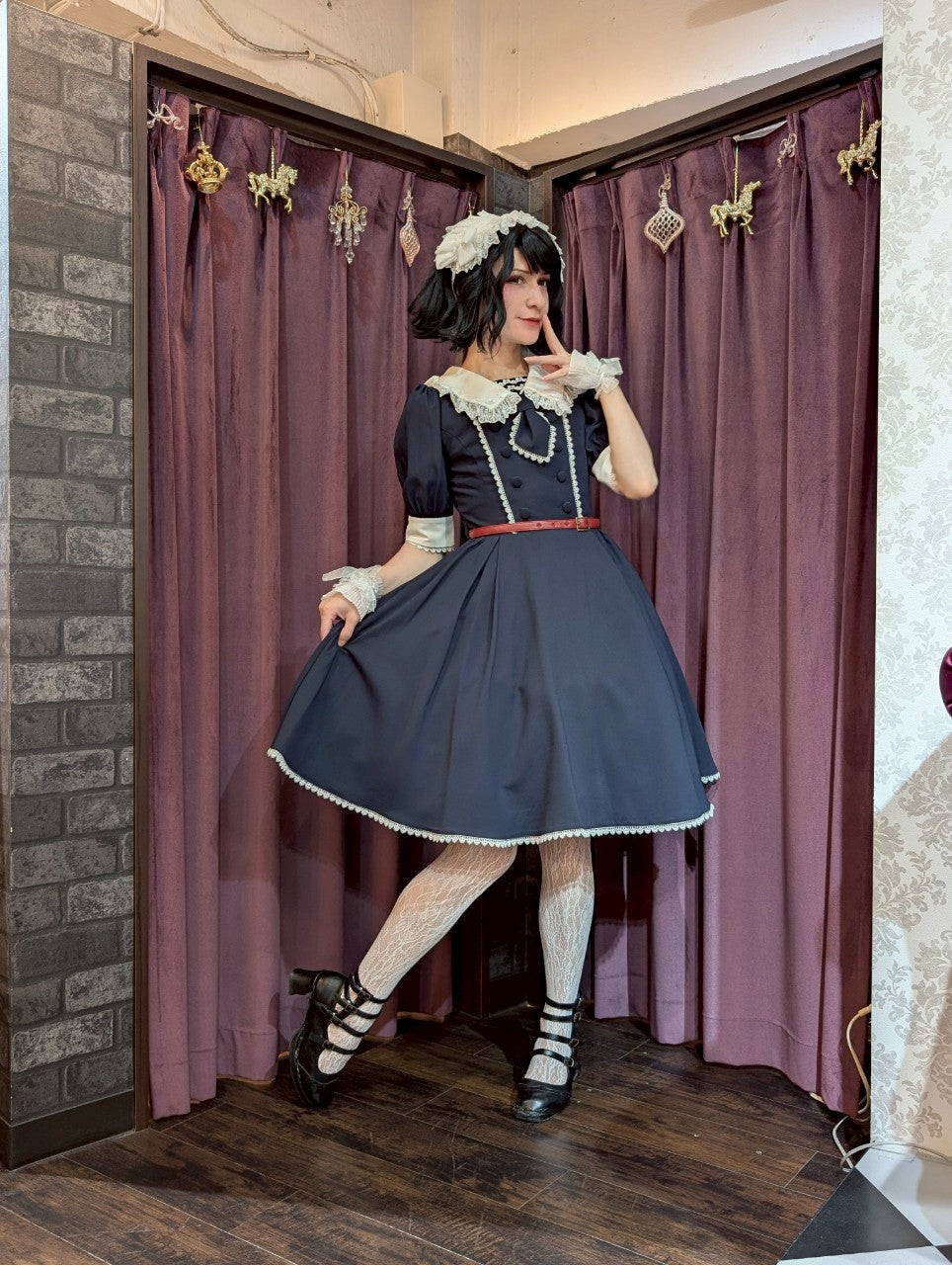 【Vallée lys】ヴァレリス Sailor Waltz Dress ボルドー/ネイビー/ブラック