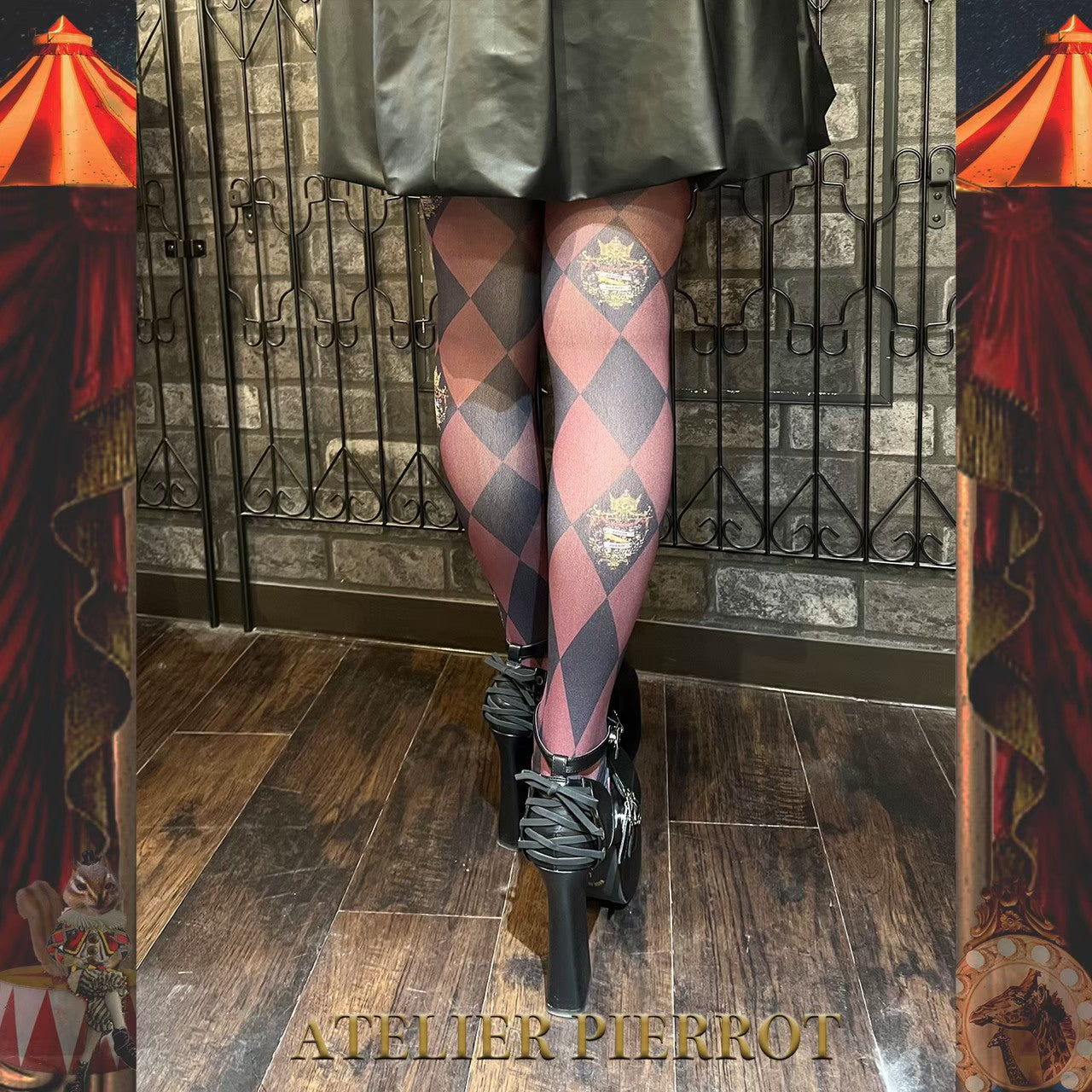 【ATELIER PIERROT】"Diamond Circus" Tights Black/Navy/Bordeaux