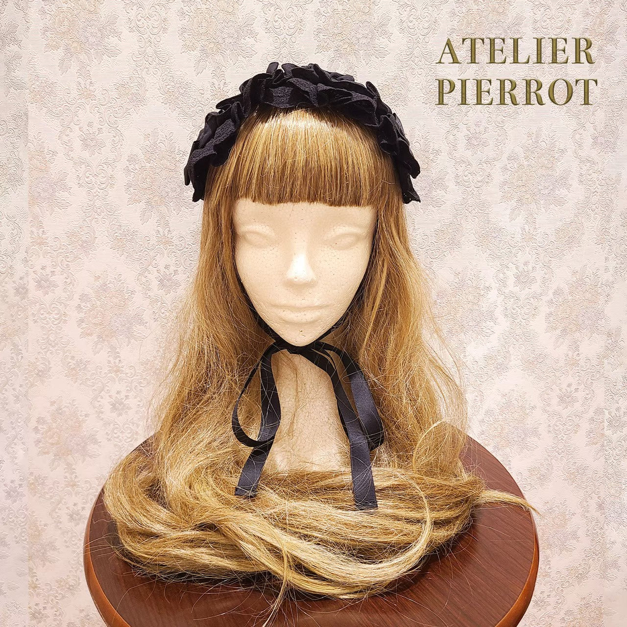 【ATELIER PIERROT】 Lace-up Frill Headdress White/Black×White/新色Pink/Bordeaux/新色Green/Navy/Black