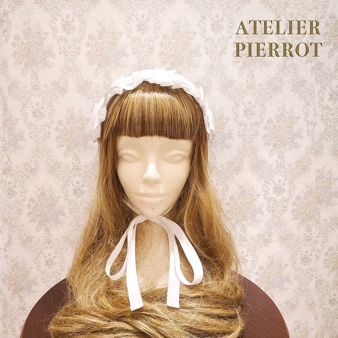【ATELIER PIERROT】 Lace-up Frill Headdress White/Black×White/新色Pink/Bordeaux/新色Green/Navy/Black