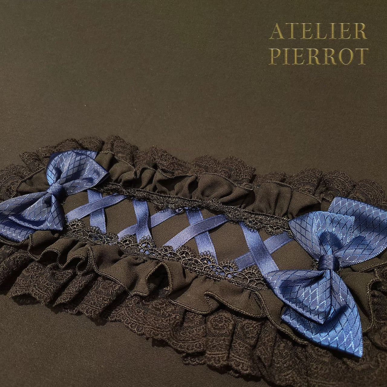 【ATELIER PIERROT】 Lace-up Frill Headdress White/Black×White/新色Pink/Bordeaux/新色Green/Navy/Black