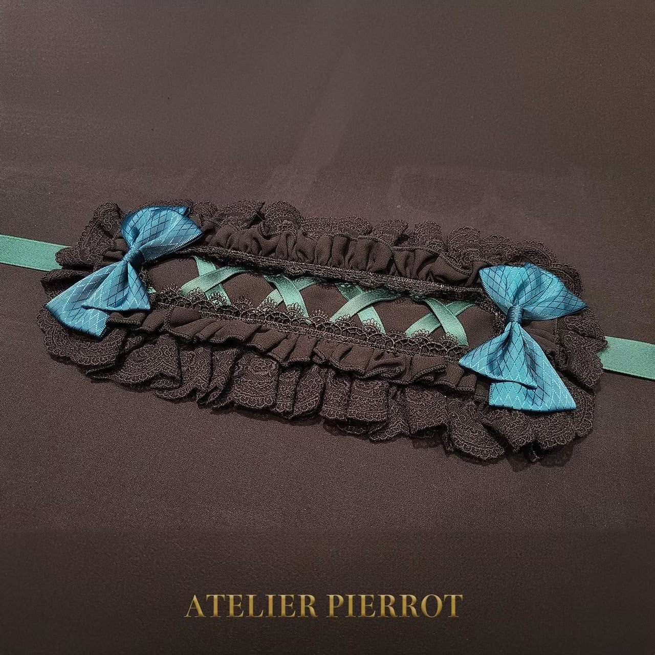 【ATELIER PIERROT】 Lace-up Frill Headdress White/Black×White/新色Pink/Bordeaux/新色Green/Navy/Black
