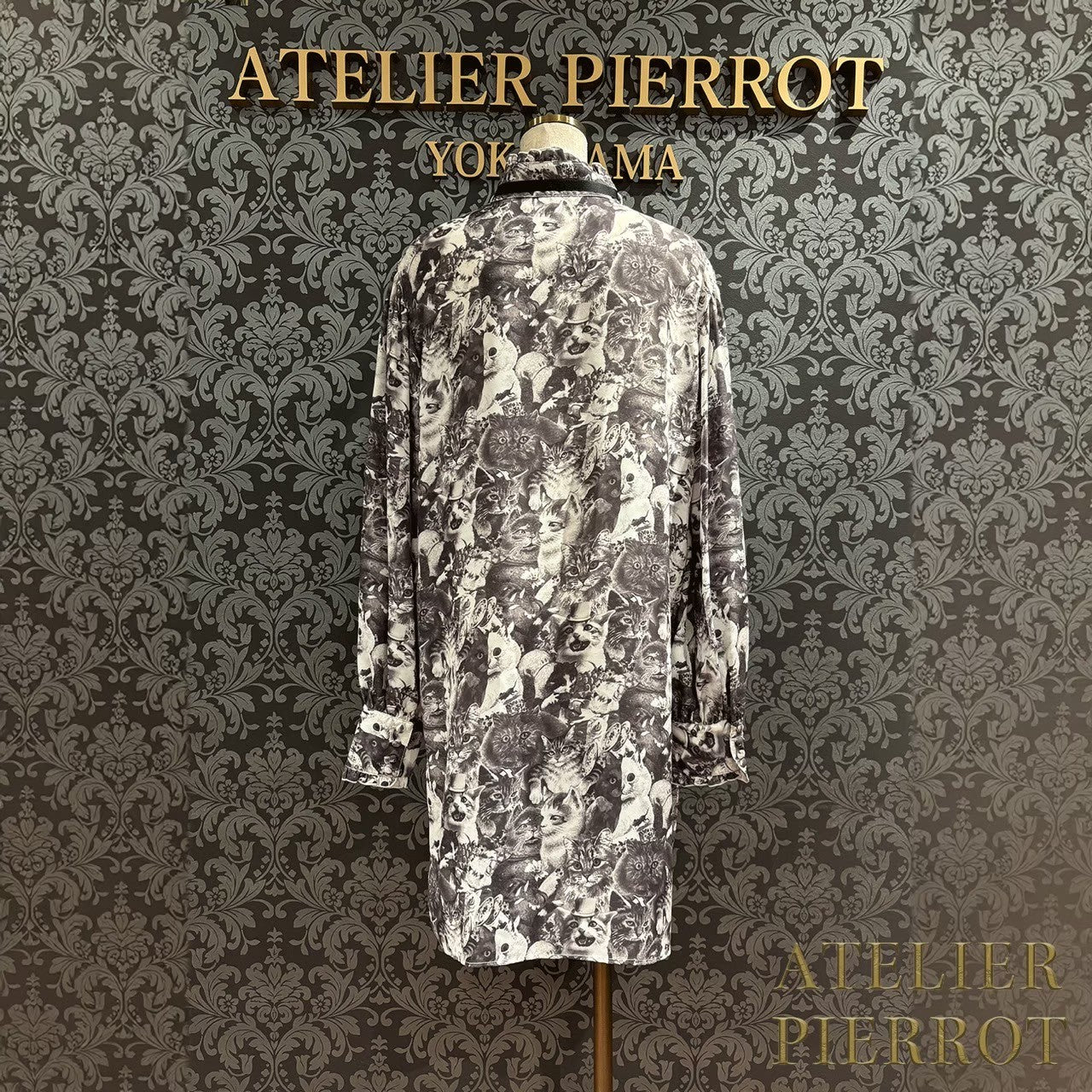 【ATELIER PIERROT】 Modern Flounce Long Blouse Off White/WILD CATS/Black