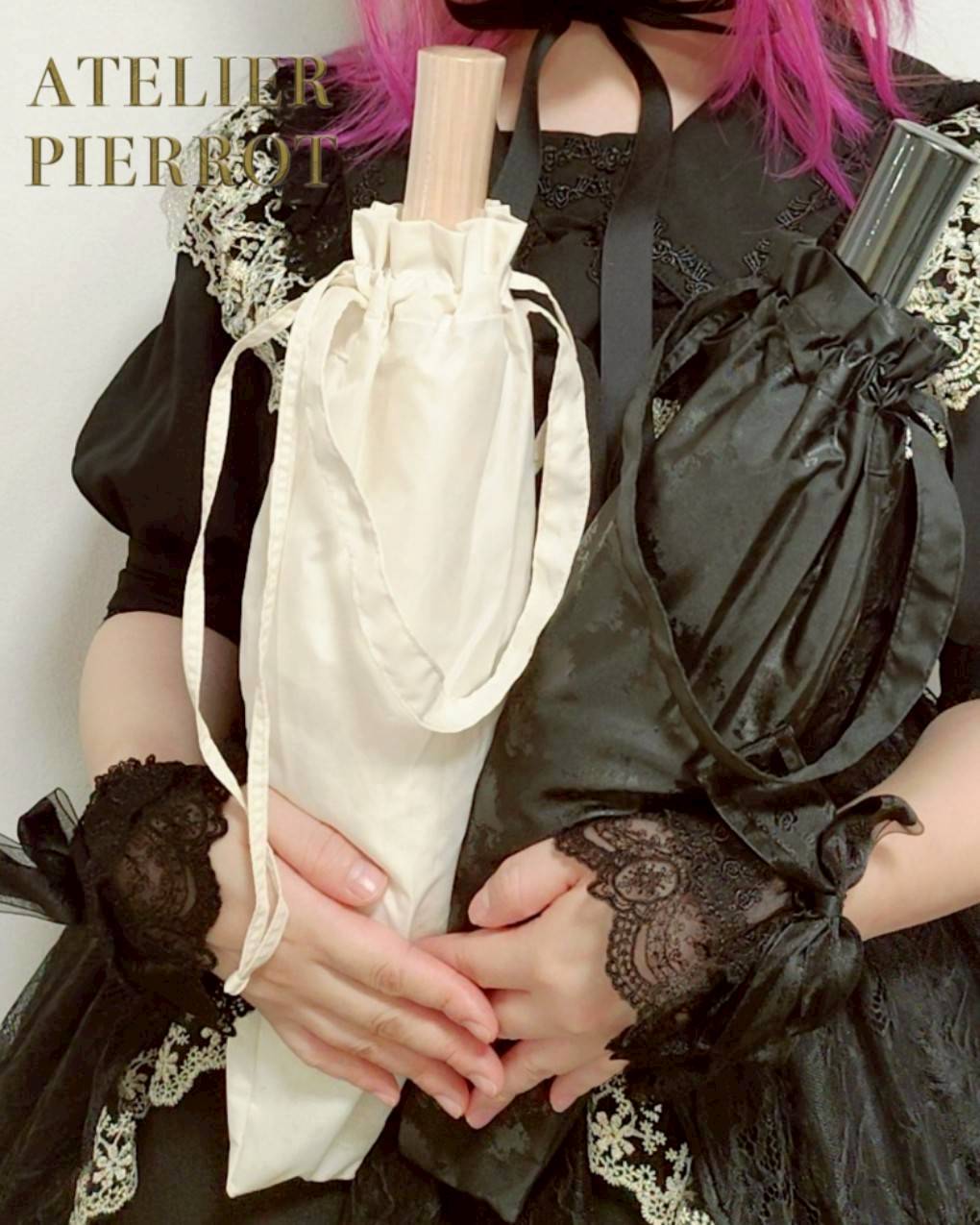 【ATELIER PIERROT】 Blooming Mini Bouquet Umbrella White/Black