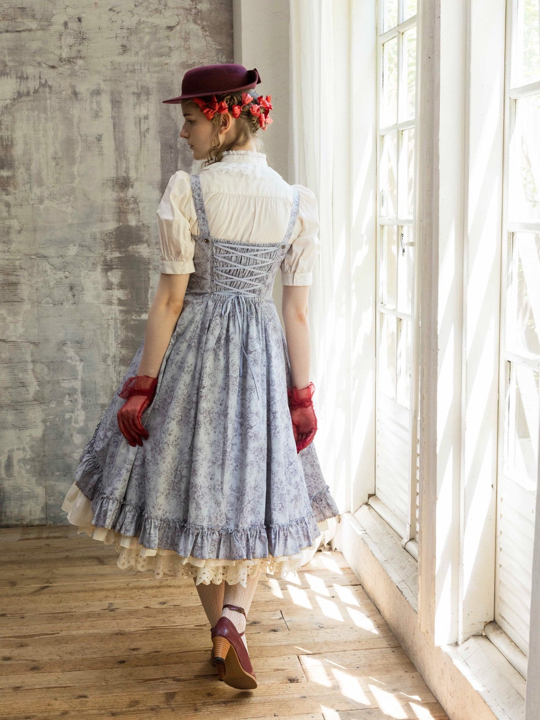 【Victorian maiden】Victorian maiden香氛洛可可荷叶边缎带连衣裙mimosa / prim rose /薰衣草★接受订货期间至9月10日(星期三)★