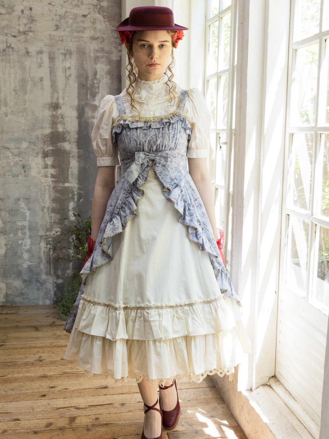 【Victorian maiden】Victorian maiden香氛洛可可荷叶边缎带连衣裙mimosa / prim rose /薰衣草★接受订货期间至9月10日(星期三)★
