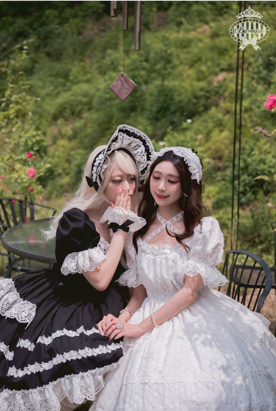 【Baroque】バロック Rose Bouquetレース袖留 ホワイト × ピンクリボン/ホワイト × レッドリボン/ホワイト × ブラックリボン ★ご予約期間9月28日まで★