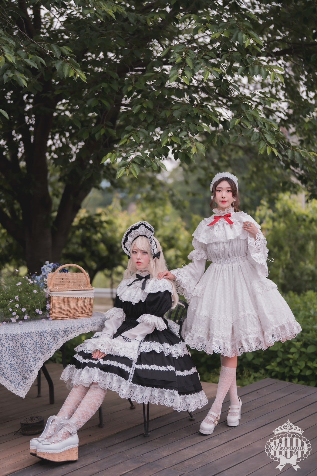 【Baroque】バロック Rose Bouquet フルシャーリングワンピース ホワイト/ピンク/ローズレッド/ブラック ★ご予約期間9月28日まで★