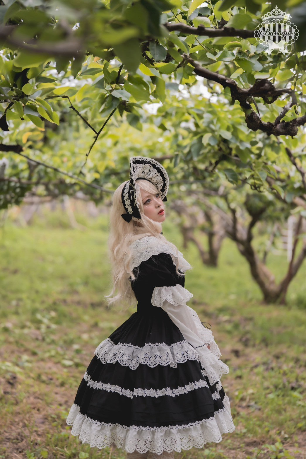 【Baroque】バロック Rose Bouquet フルシャーリングワンピース ホワイト/ピンク/ローズレッド/ブラック ★ご予約期間9月28日まで★