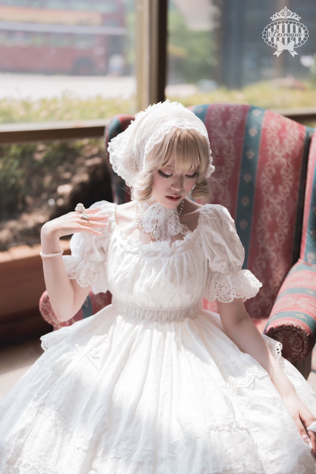 【Baroque】バロック Rose Bouquet フルシャーリングワンピース ホワイト/ピンク/ローズレッド/ブラック ★ご予約期間9月28日まで★