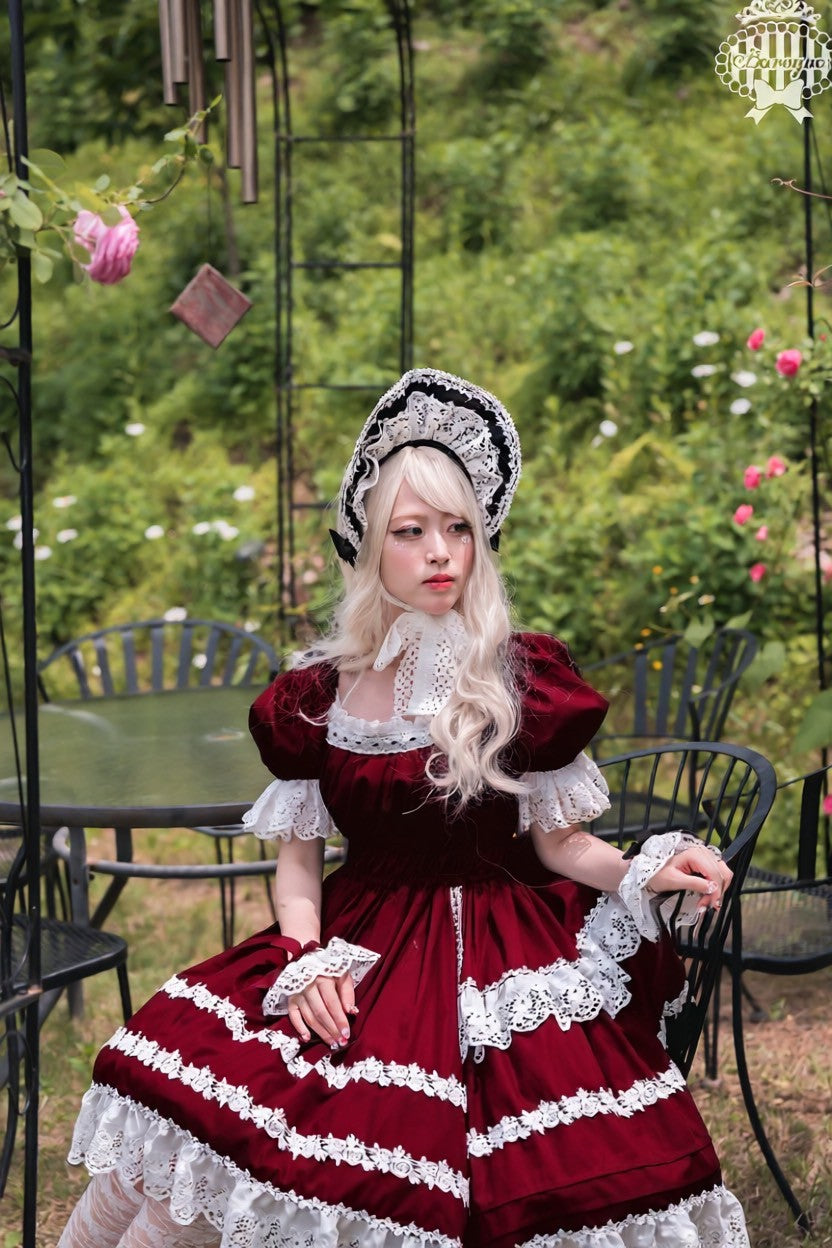 【Baroque】バロック Rose Bouquet フルシャーリングワンピース ホワイト/ピンク/ローズレッド/ブラック ★ご予約期間9月28日まで★