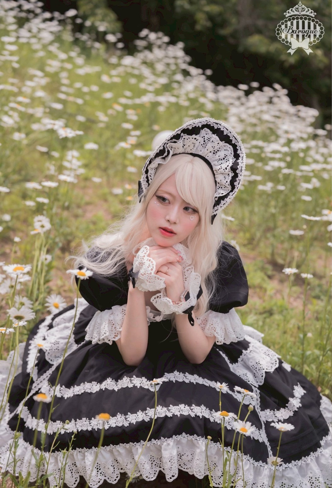 【Baroque】バロック Rose Bouquetレース袖留 ホワイト × ピンクリボン/ホワイト × レッドリボン/ホワイト × ブラックリボン ★ご予約期間9月28日まで★