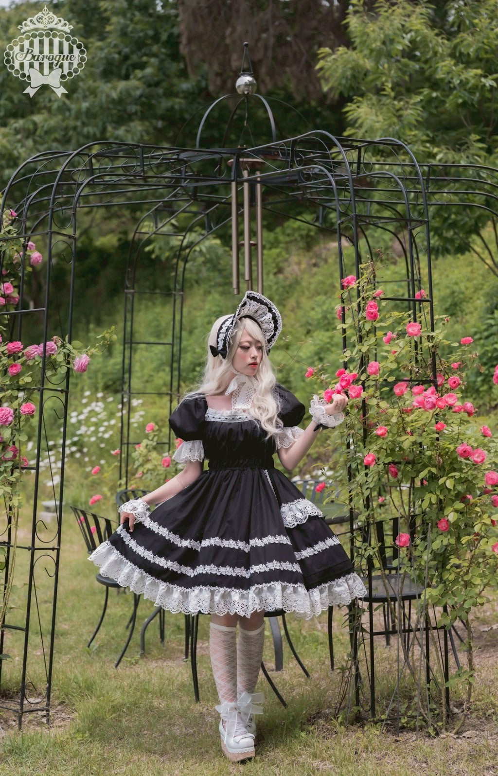 【Baroque】バロック Rose Bouquet フルシャーリングワンピース ホワイト/ピンク/ローズレッド/ブラック ★ご予約期間9月28日まで★