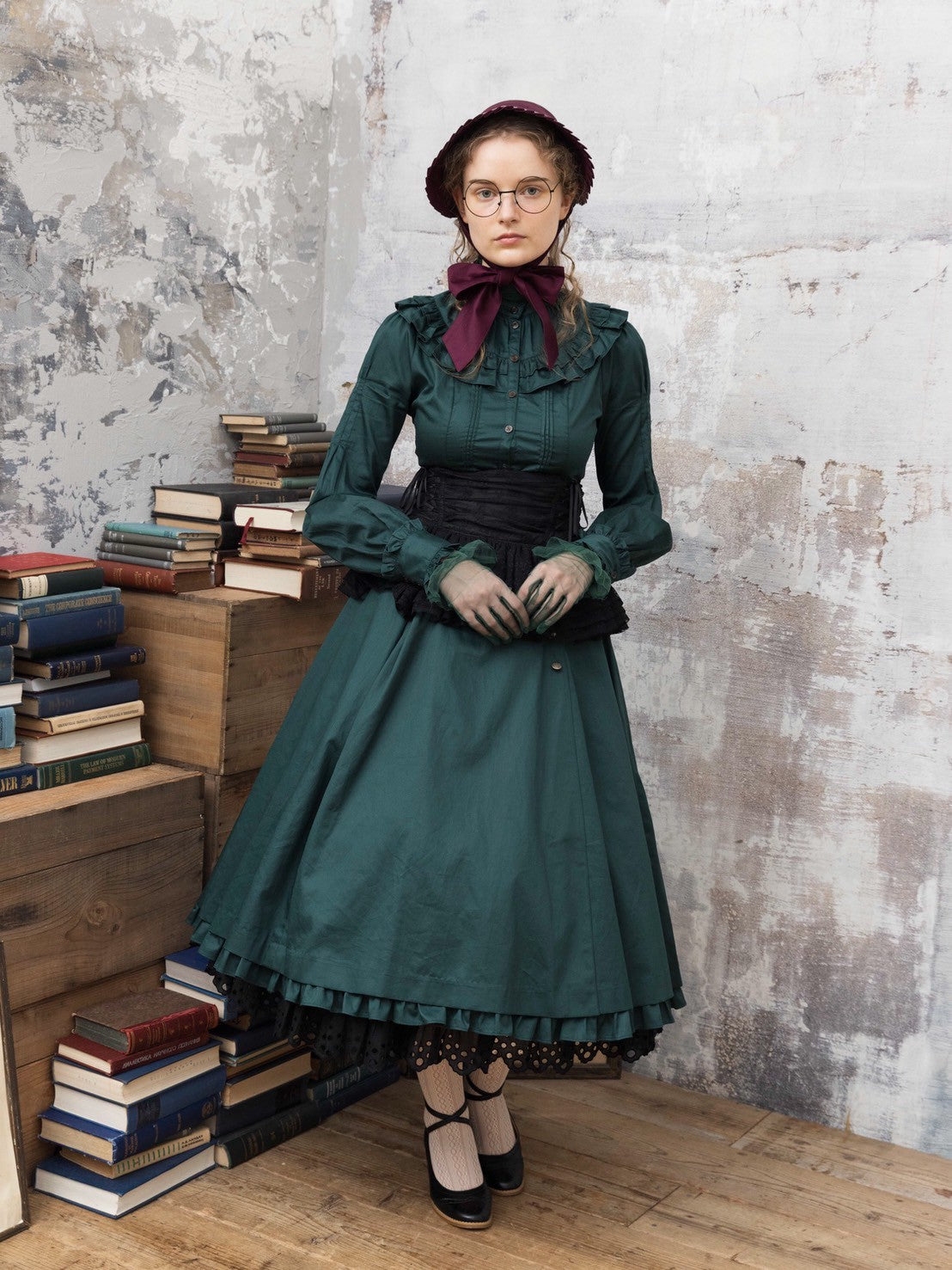 【Victorian maiden】ヴィクトリアンメイデン ノーブルサテンシリーズ ノーブルサテンオリビアスカート ボルドー/モスグリーン/ブラック ★受注期間10月13日(月)まで★