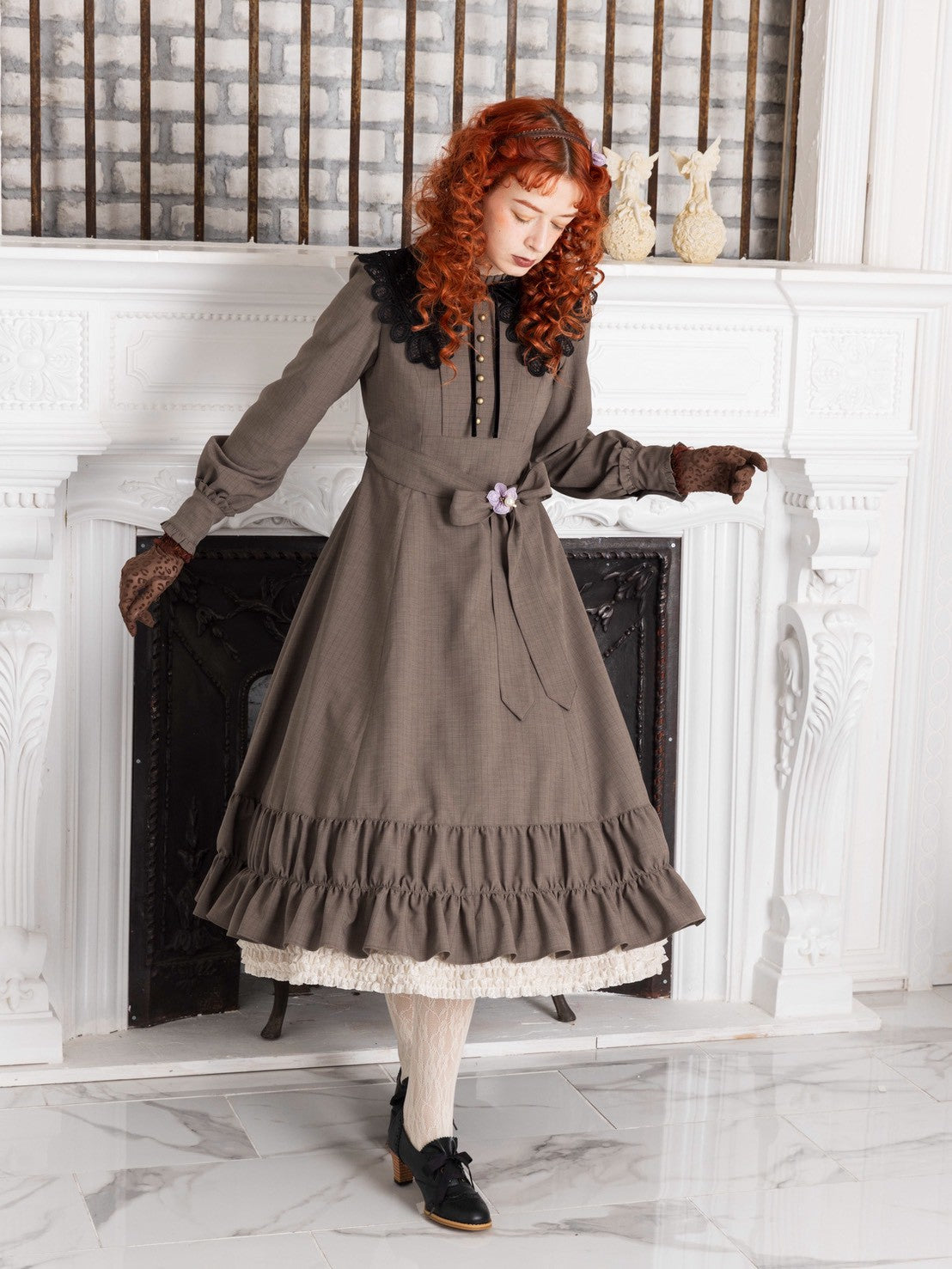 【Victorian maiden】ヴィクトリアンメイデンマルティエコールレースカラードレス モカブラウン/グレー★受注期間12月7日(日)まで★