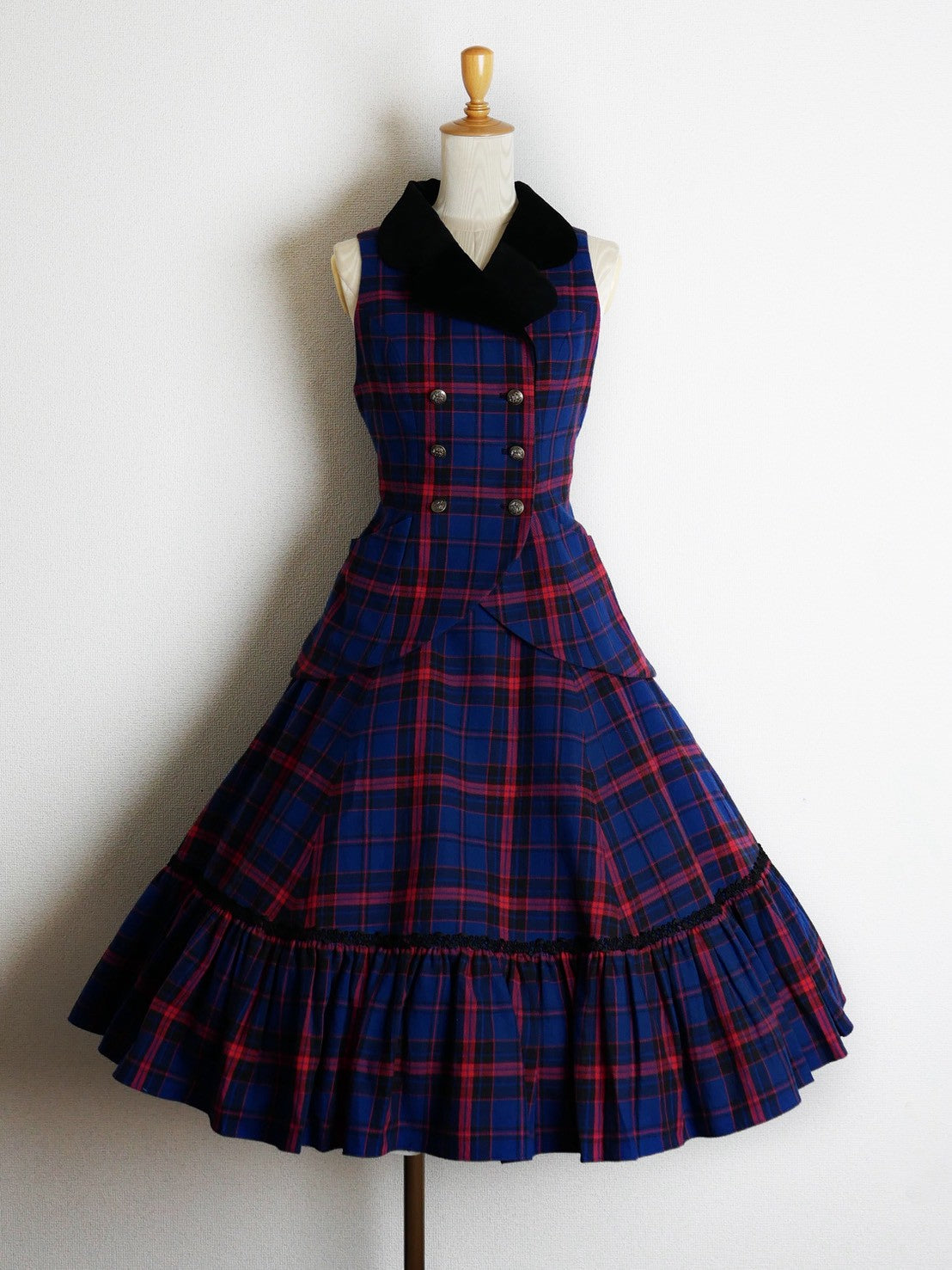 【Victorian maiden】ヴィクトリアンメイデン クラウンタータンスカート アイボリー×モスグリーン/ネイビー×チェリー ★受注期間12月22日まで★