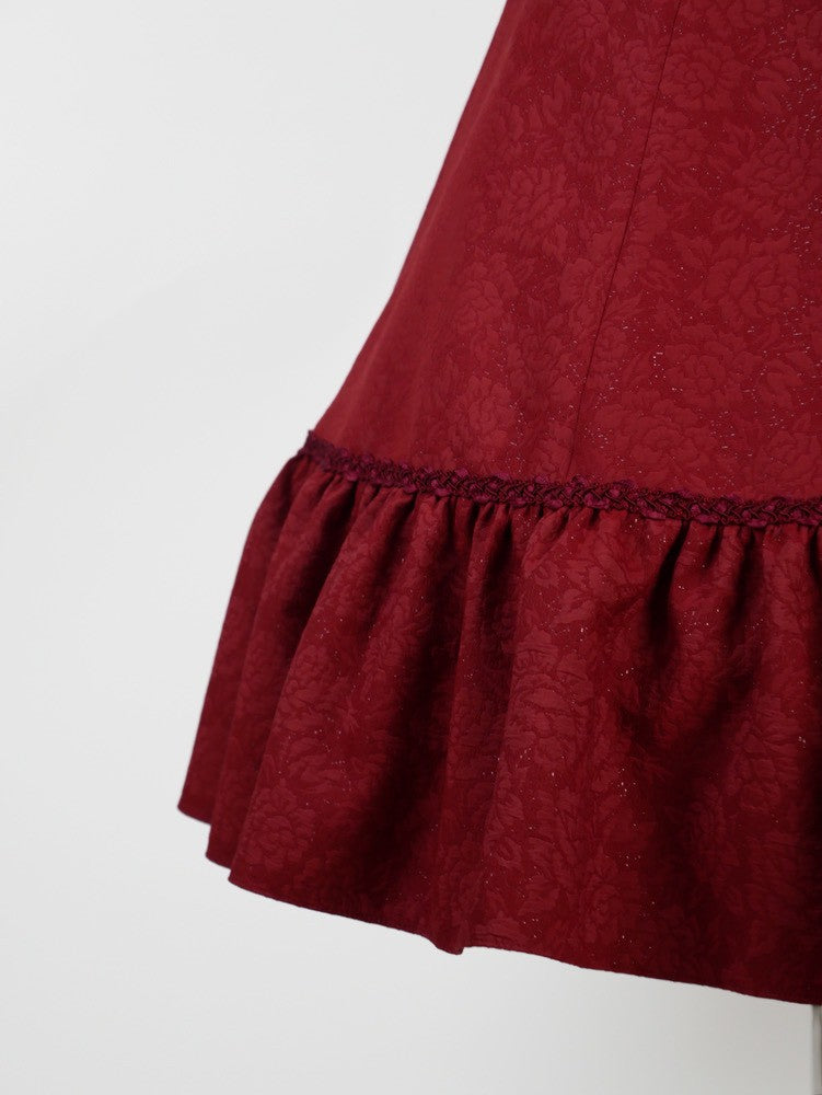 【Victorian maiden】ヴィクトリアンメイデン マトラッセローズツインリボンスリーブレスドレス カメオローズ/ローズレッド/ダークネイビー