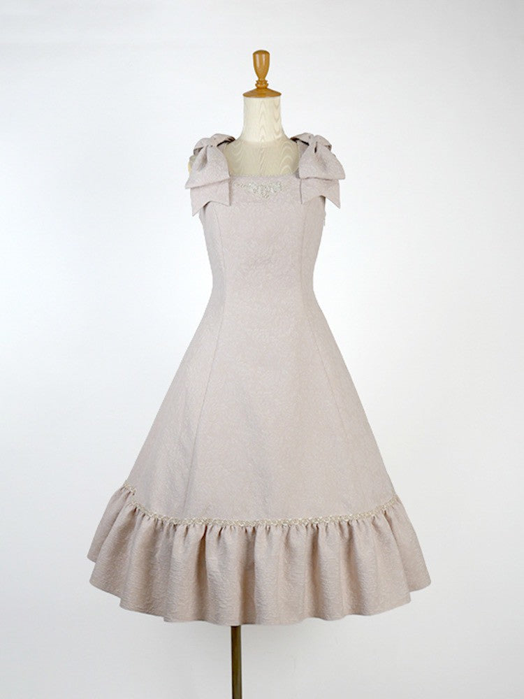 【Victorian maiden】ヴィクトリアンメイデン マトラッセローズツインリボンスリーブレスドレス カメオローズ/ローズレッド/ダークネイビー