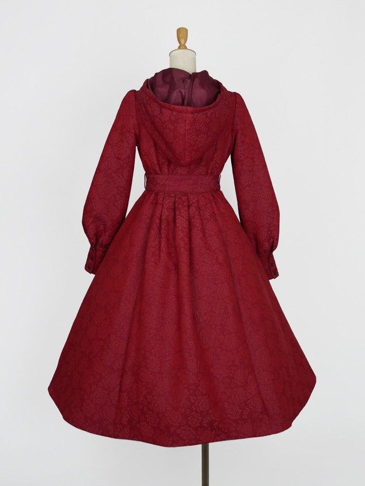 【Victorian maiden】ヴィクトリアンメイデン マトラッセローズフーデットロングコート カメオローズ/ローズレッド/ダークネイビー