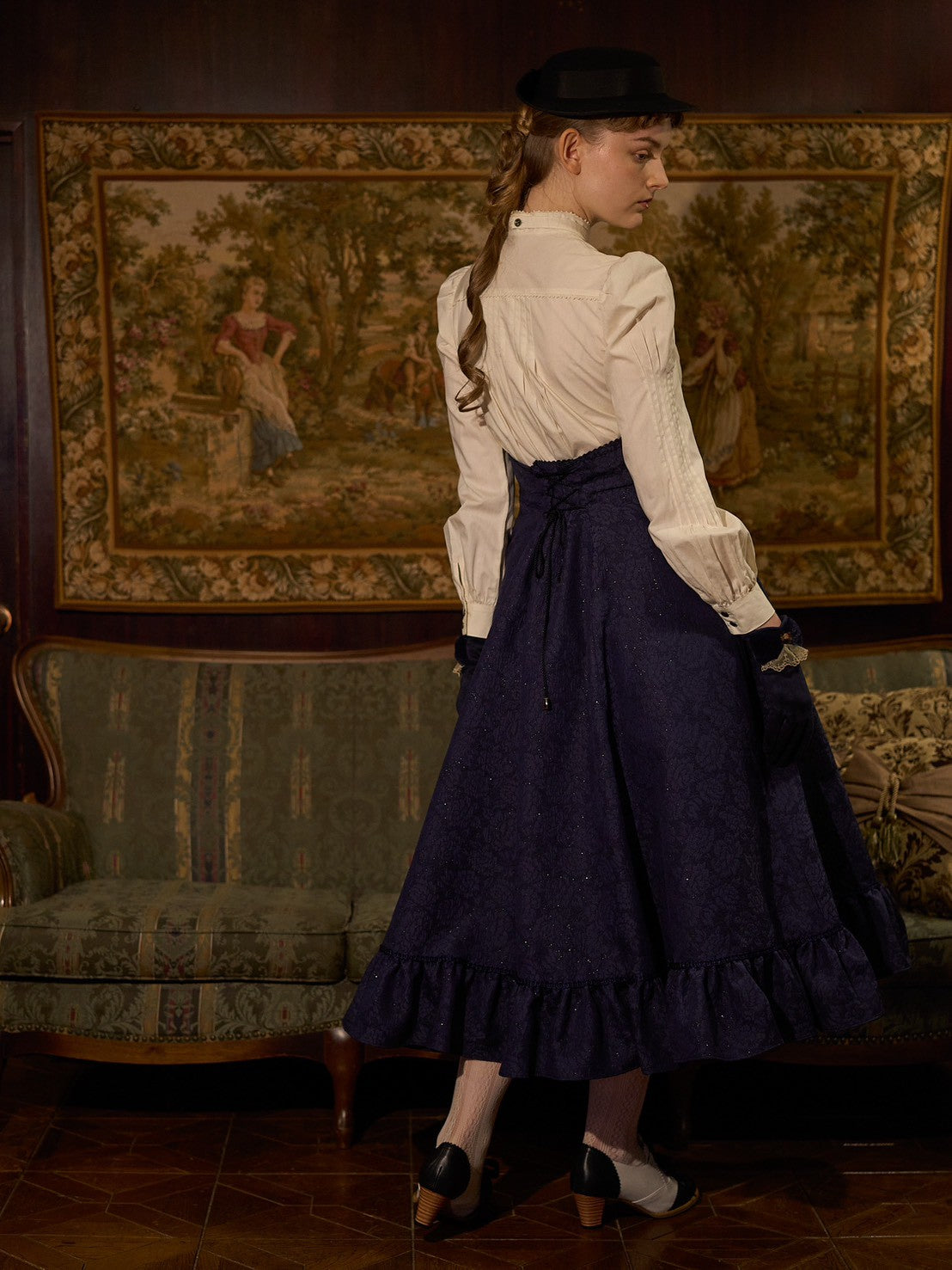 【Victorian maiden】ヴィクトリアンメイデン マトラッセローズハイウエストスカート カメオローズ/ローズレッド/ダークネイビー
