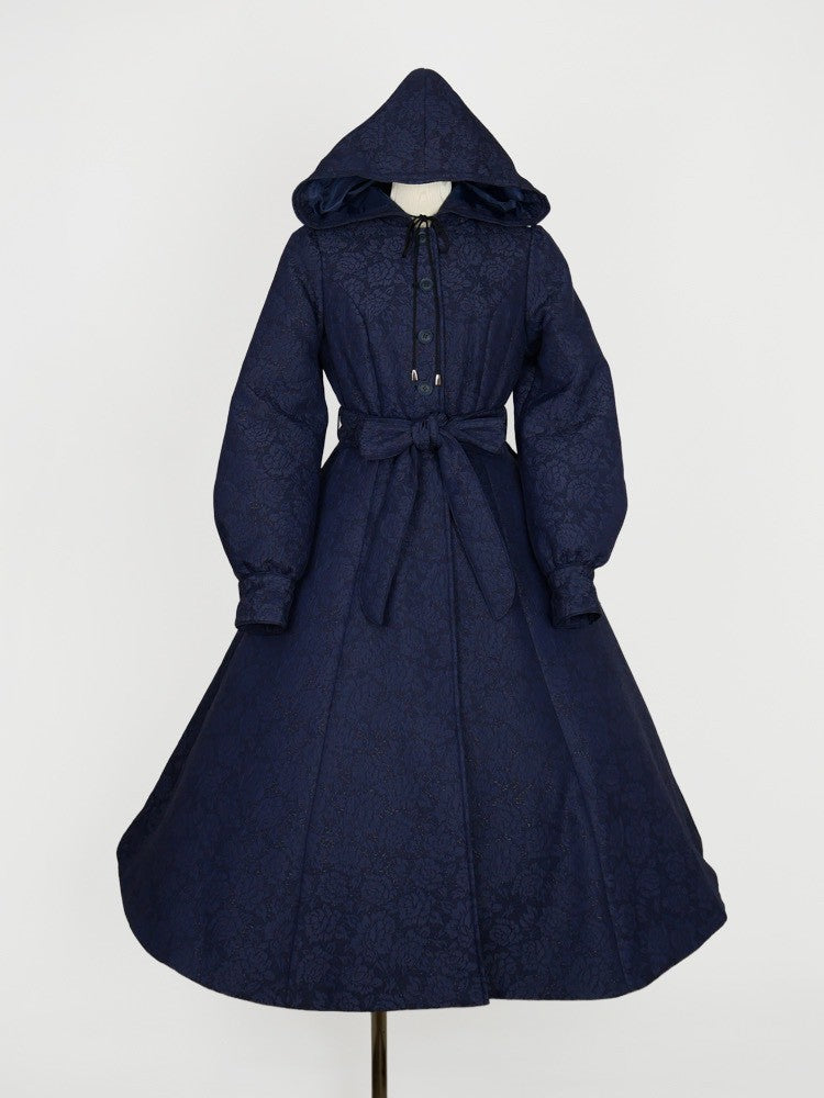 【Victorian maiden】ヴィクトリアンメイデン マトラッセローズフーデットロングコート カメオローズ/ローズレッド/ダークネイビー