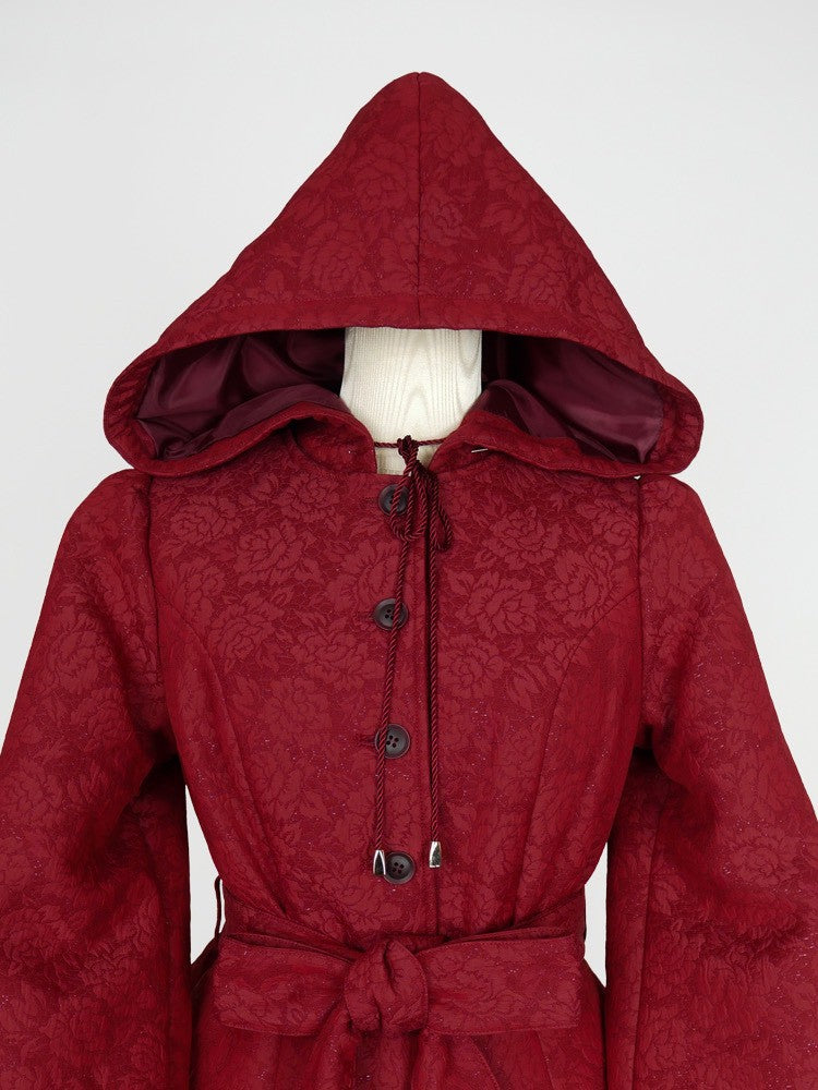 【Victorian maiden】ヴィクトリアンメイデン マトラッセローズフーデットロングコート カメオローズ/ローズレッド/ダークネイビー