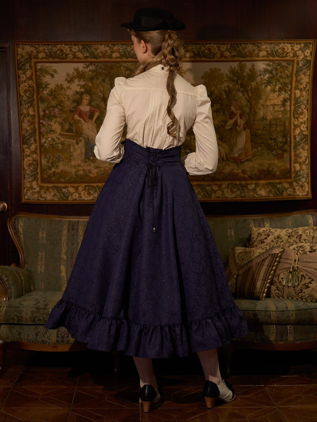 【Victorian maiden】ヴィクトリアンメイデン マトラッセローズハイウエストスカート カメオローズ/ローズレッド/ダークネイビー
