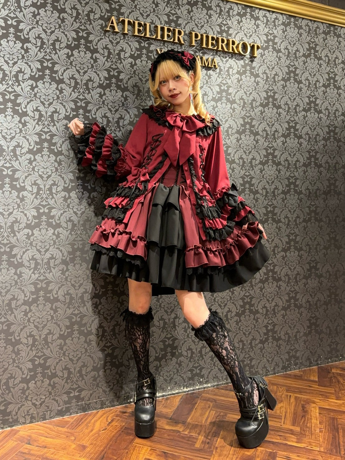 【ATELIER PIERROT】 ★ご予約商品★ Black Mischief Cardigan ホワイト/ボルドー/パープル/ブラック×ホワイト/ブラック