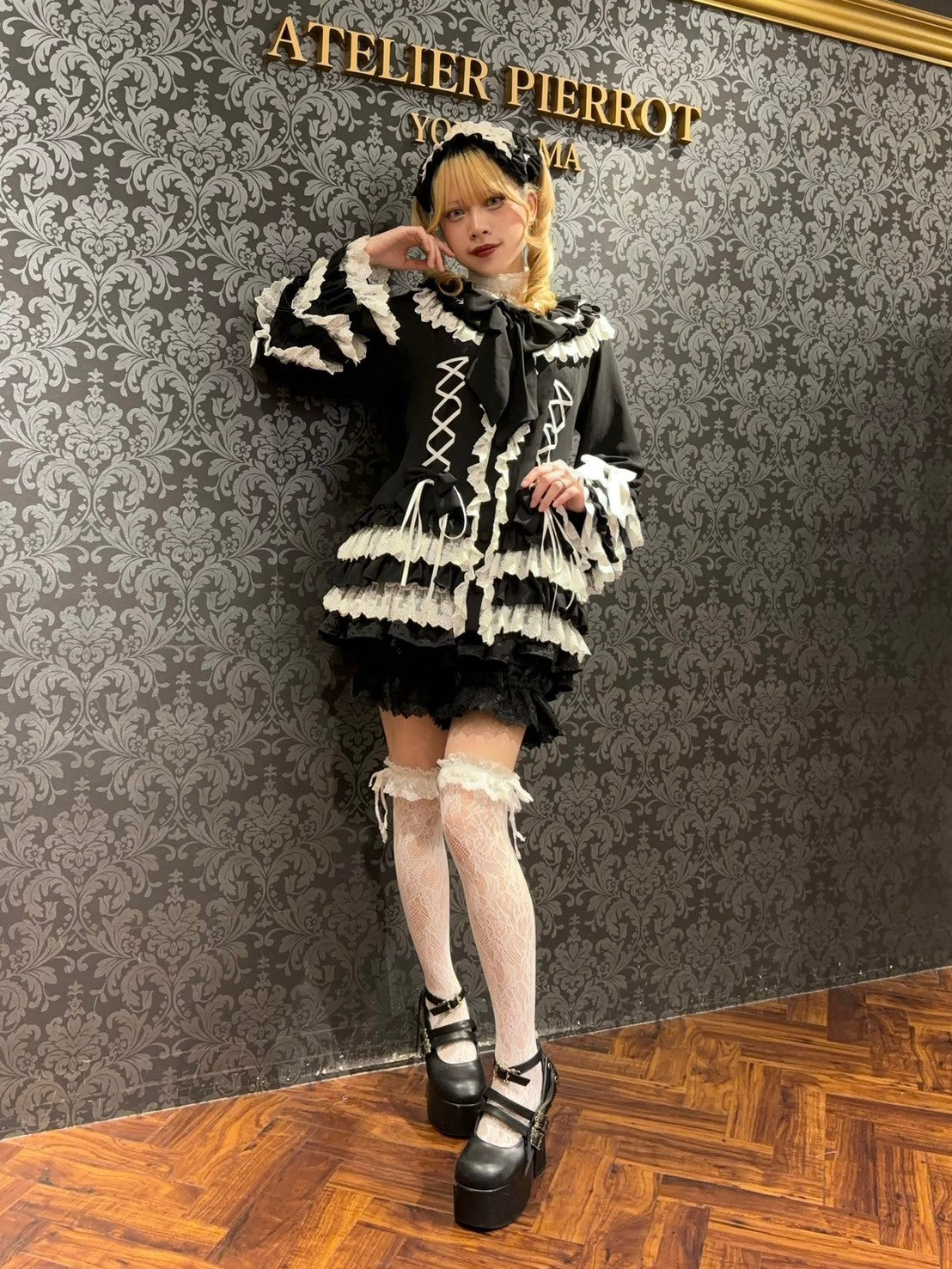 【ATELIER PIERROT】 ★ご予約商品★ Black Mischief Cardigan ホワイト/ボルドー/パープル/ブラック×ホワイト/ブラック