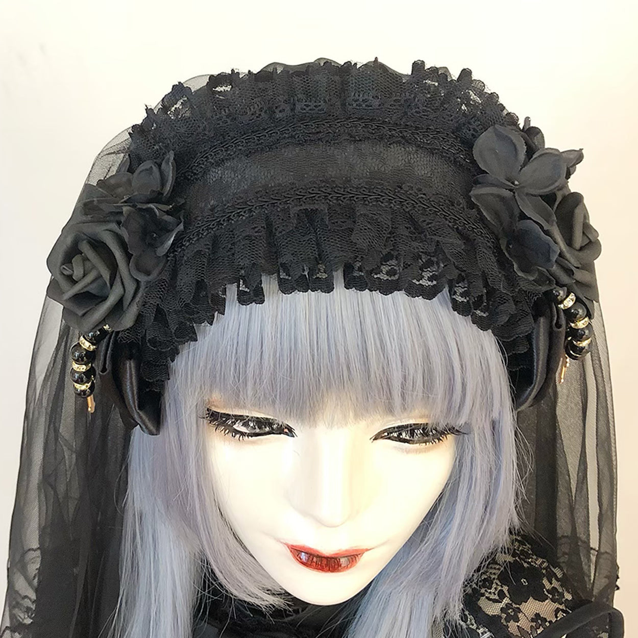 【Estrellas】エストレージャス ロングヴェールカチューシャ 黒×黒