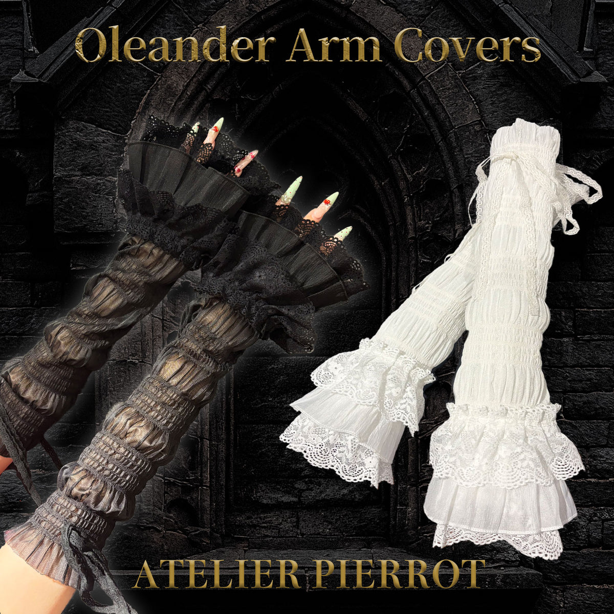 【ATELIER PIERROT】 ★ご予約受付中★ Oleander Arm Covers ホワイト/ブラック