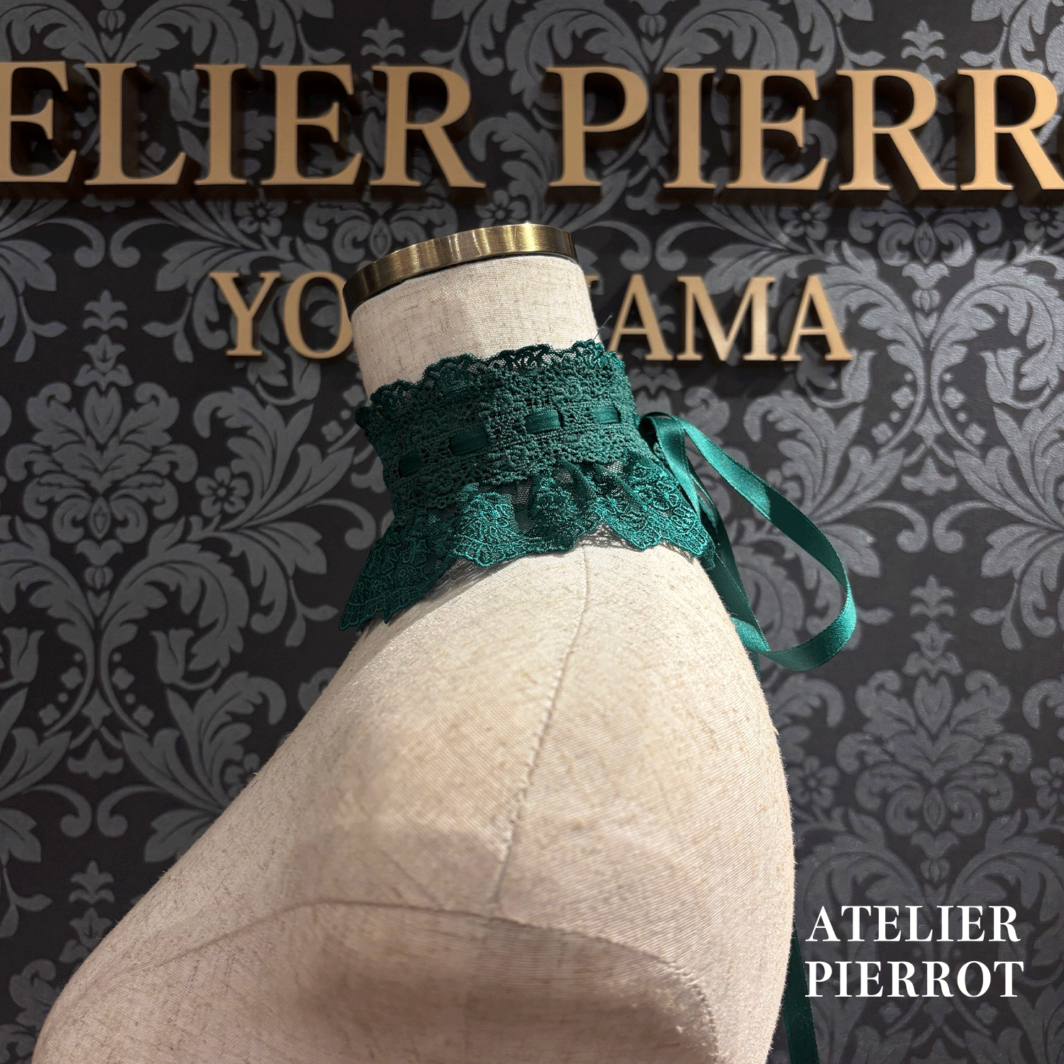 【ATELIER PIERROT】带蕾丝的宽限期螺丝白色/波尔多/紫色/绿色/海军/黑色