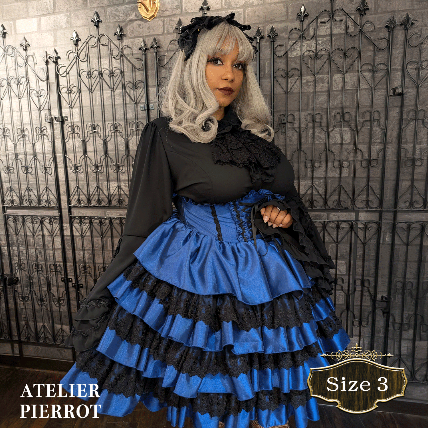 【ATELIER PIERROT【Mini Corset Skirt +尺寸白色/波尔多/紫色/海军/黑色×白色/黑色尺寸2 /尺寸3 /尺寸4