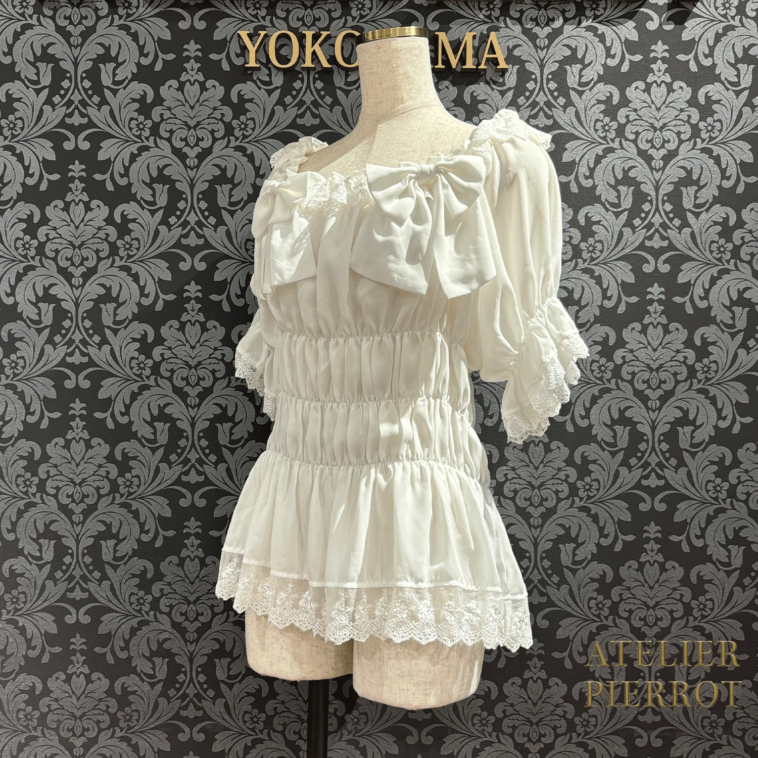 【ATELIER PIERROT】 Twinkle Ribbons Blouse White/Black