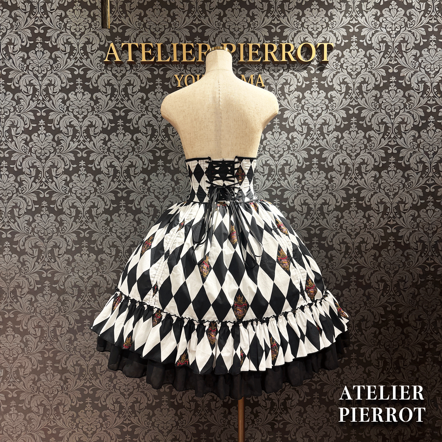 【ATELIER PIERROT】 "Diamond Circus" Corset 白×黒/ワイン/パープル/グリーン