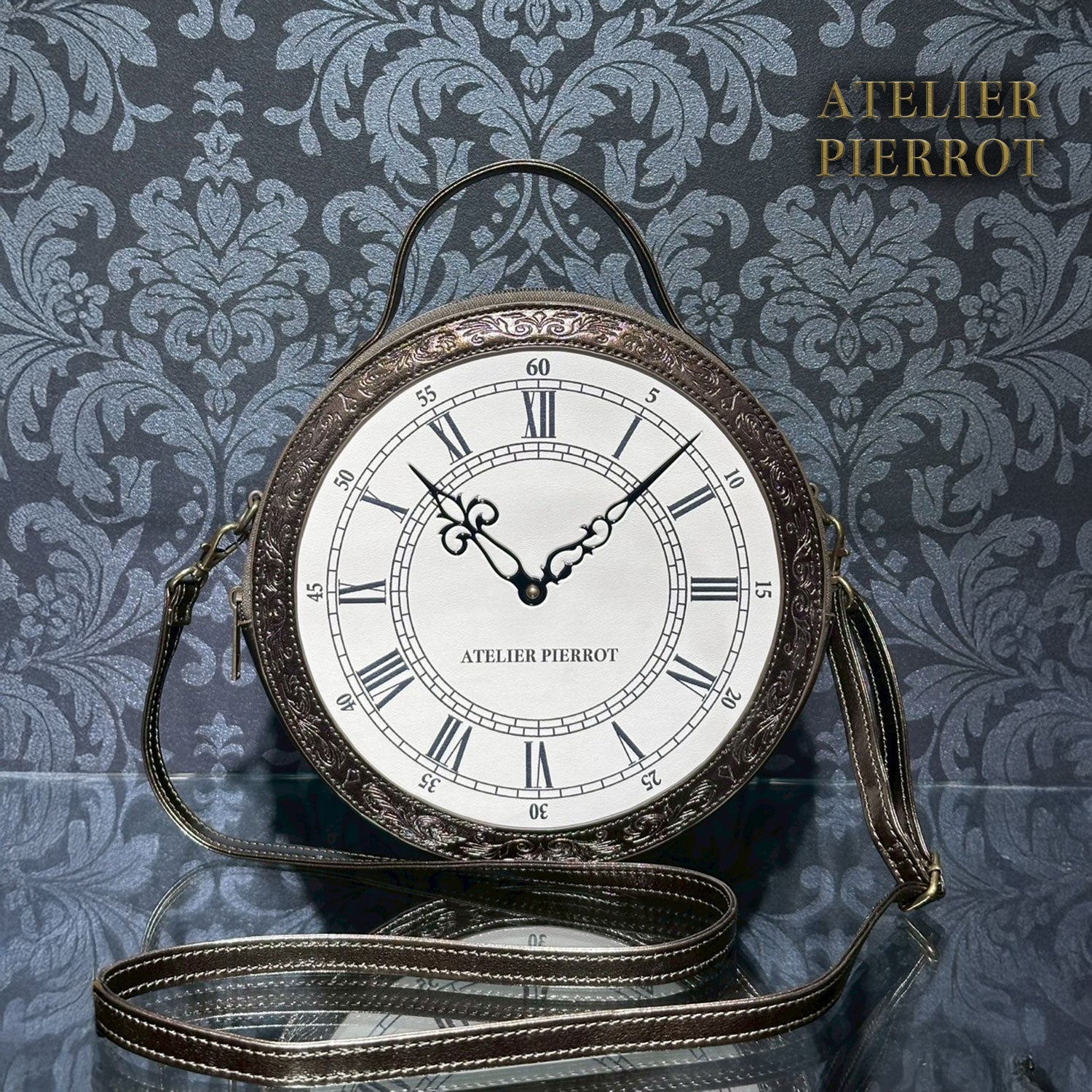 【ATELIER PIERROT】“Aeon” Clock Shoulder Bag ブロンズ/ブラック