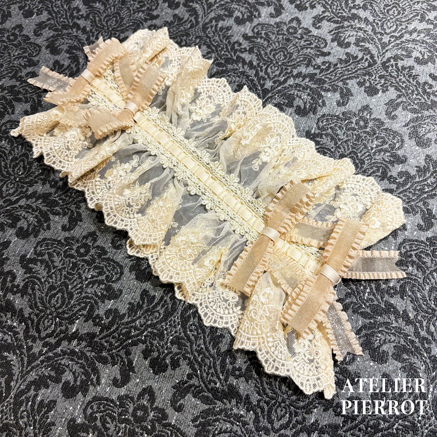 【ATELIER PIERROT】 Mystic Ribbon Lattice HeadDress アイボリー/ ボルドー/ネイビー/ブラック