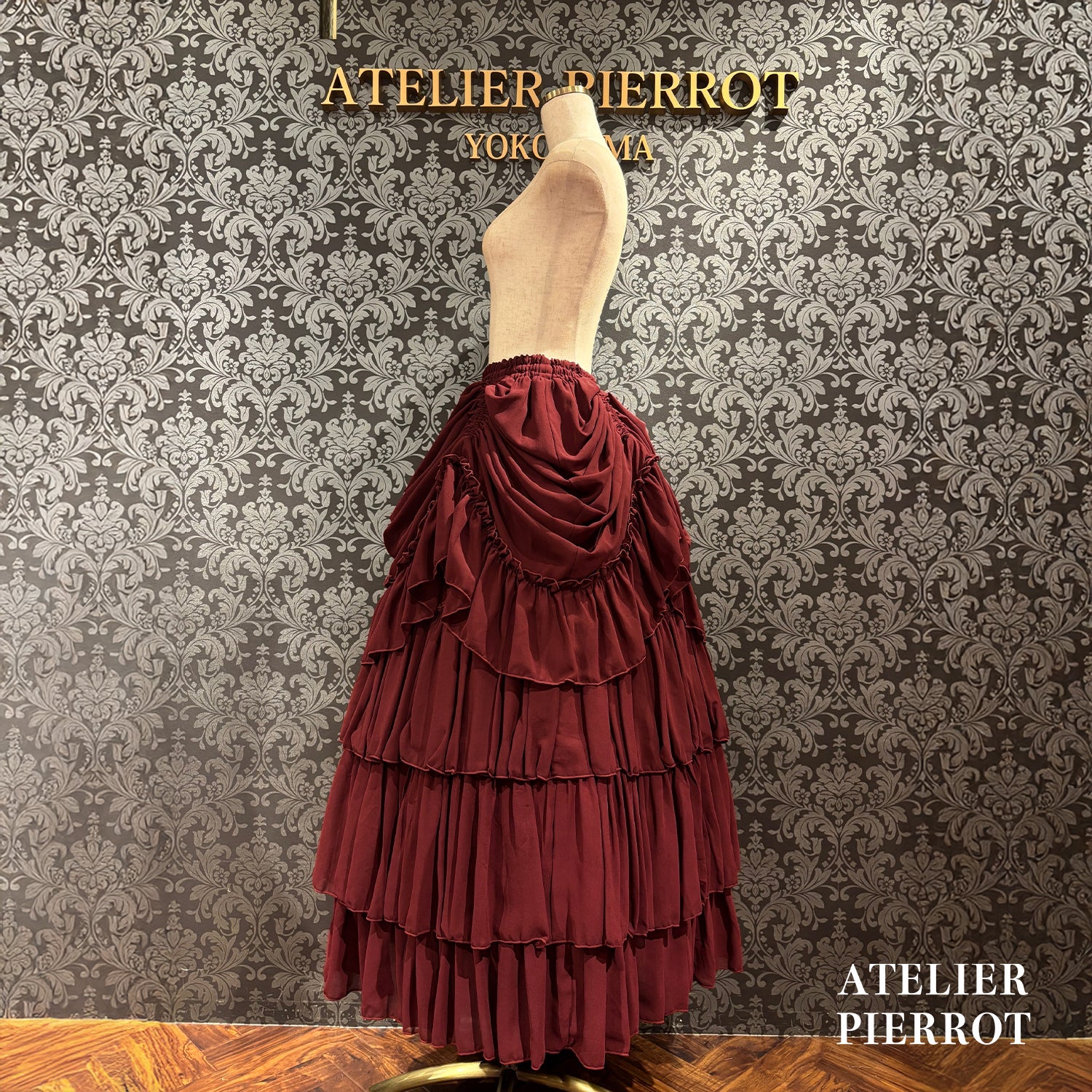 【ATELIER PIERROT】玫瑰裙长白色/波尔多/紫色/黑色