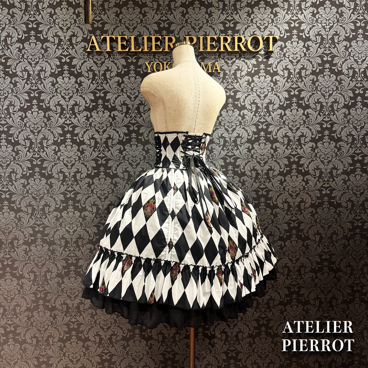 【ATELIER PIERROT】 "Diamond Circus" Corset 白×黒/ワイン/パープル/グリーン