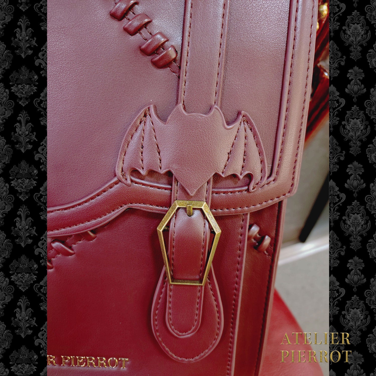 【ATELIER PIERROT】 “Nocturnal Grave”Mended Satchel ボルドー/ネイビー/ブラック