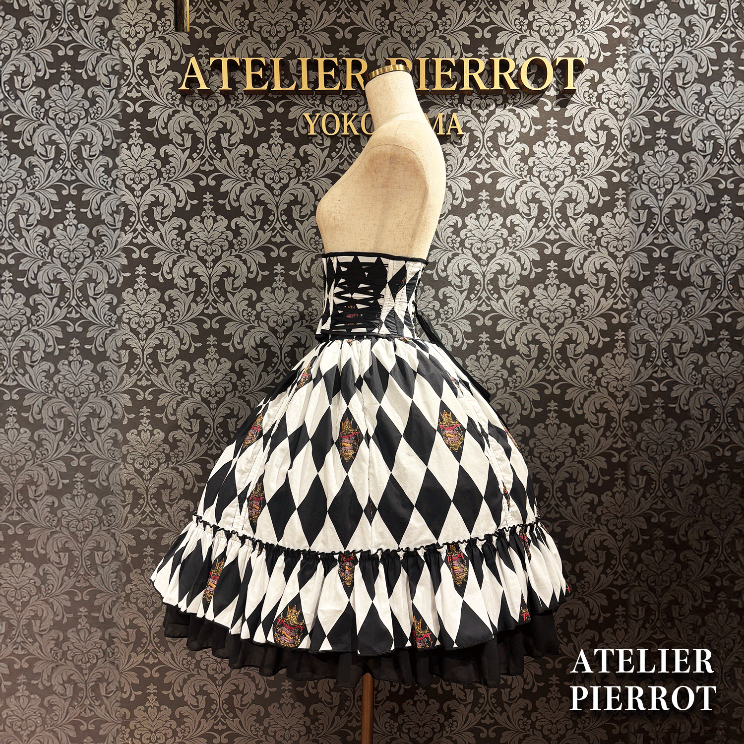【ATELIER PIERROT】 "Diamond Circus" Corset 白×黒/ワイン/パープル/グリーン