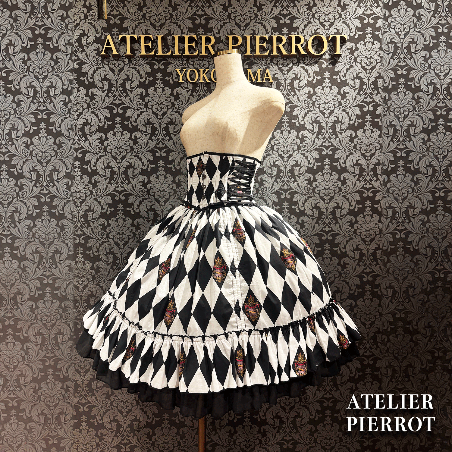 【ATELIER PIERROT】 "Diamond Circus" Corset 白×黒/ワイン/パープル/グリーン