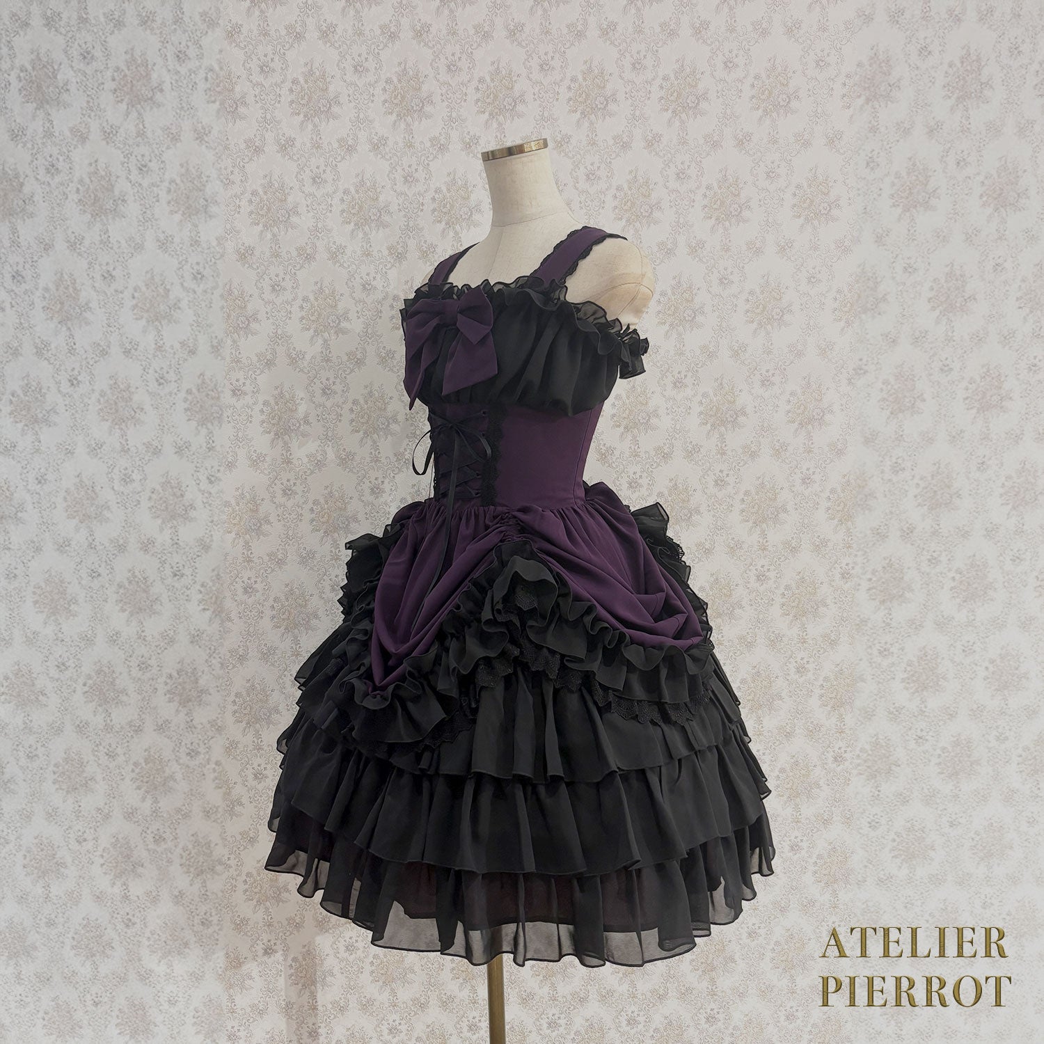 【ATELIER PIERROT】 Eternal Waltz Jumper Skirt ホワイト/ボルドー/パープル/ネイビー/ブラック×ホワイト/ブラック