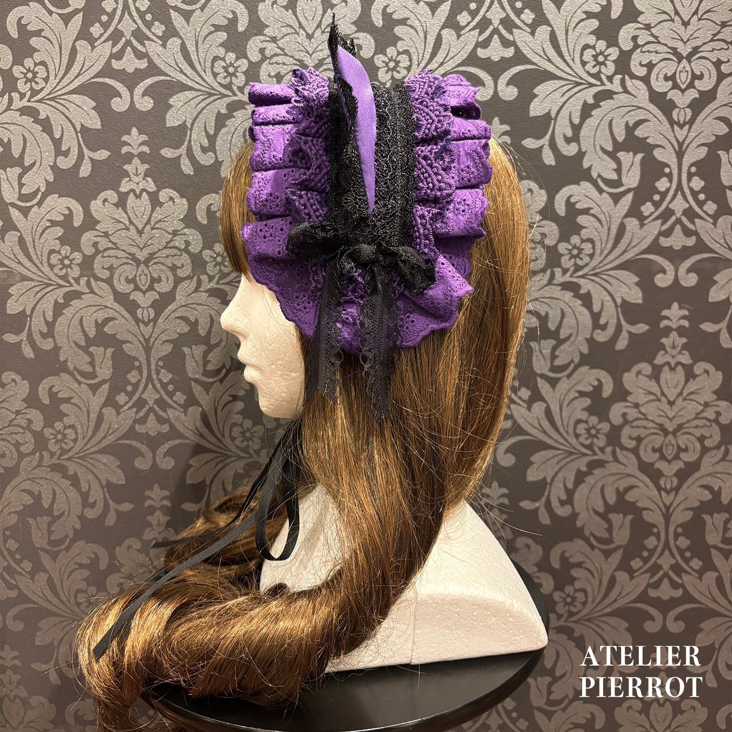 【ATELIER PIERROT】 ★ご予約受付中★ Mimi de Chat Lace Headdress ホワイト/新色ボルドー/新色パープル/新色ネイビー/ブラック×ホワイト/ブラック