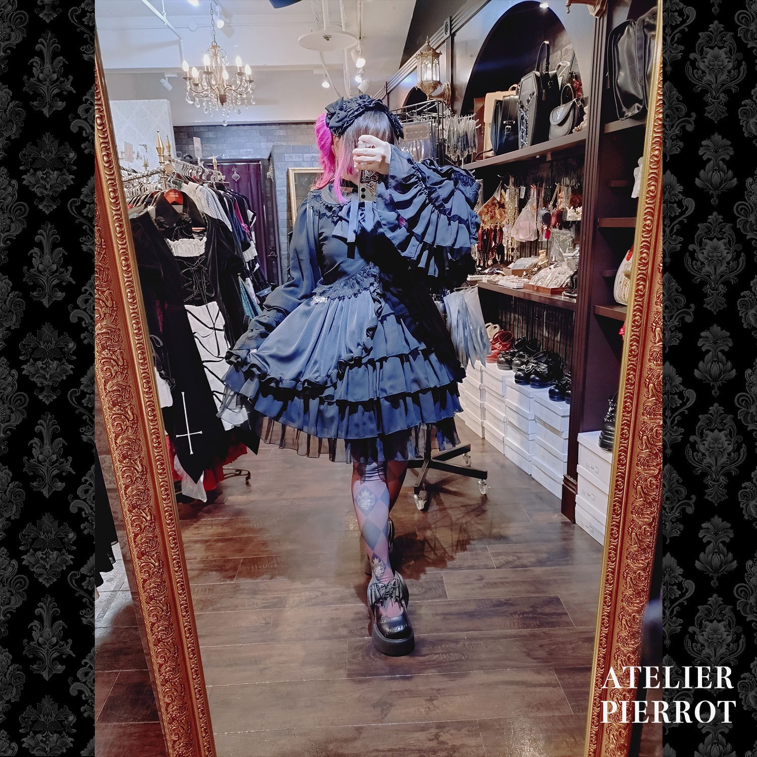 【ATELIER PIERROT】“夜間墳墓”蝙蝠翼梅德鞋金/黑色S/M/L/XL